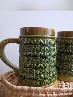 Set of 2 Vintage West Germany Beer Steins | Model 7453 Stoneware Mugs
